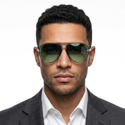 Pilotenbrille Herren | Metallrahmen | Getönte Gläser | Doppelsteg-Chaps Herrenmode
