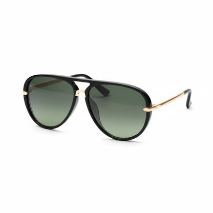 Pilotenbrille Herren | Metallrahmen | Getönte Gläser | Doppelsteg-Grün Schwarz-Chaps Herrenmode