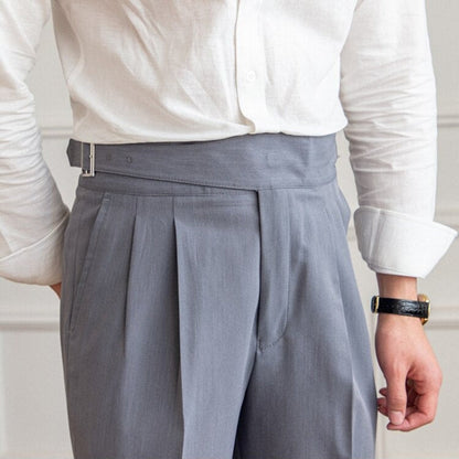 Plisseehose | Formell | Hohe Taille | Anzughose | Herrenhose-Chaps Herrenmode