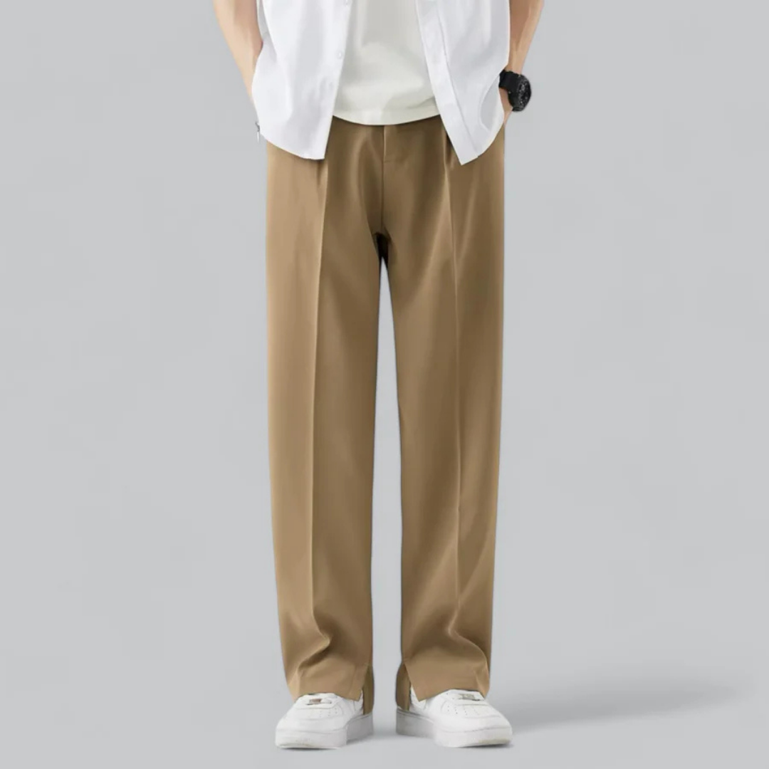 Plisseehose – Lässige, locker sitzende Hose mit geradem Bein für Männer-Khaki-M-Chaps Herrenmode