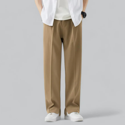 Plisseehose – Lässige, locker sitzende Hose mit geradem Bein für Männer-Khaki-M-Chaps Herrenmode