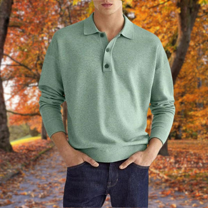Polo-Pullover – Knopfleiste am Hals – Kragen – Pullover – Herrenpullover-Grün-S-Chaps Herrenmode
