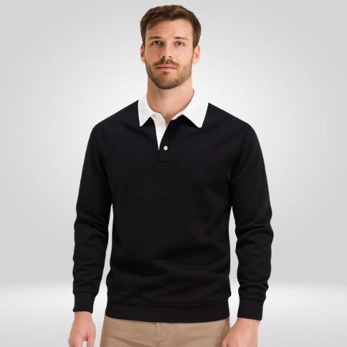 Polo-Pullover | Lässig | Mit Kragen | Pullover | Herren-Pullover-Schwarz-S-Chaps Herrenmode