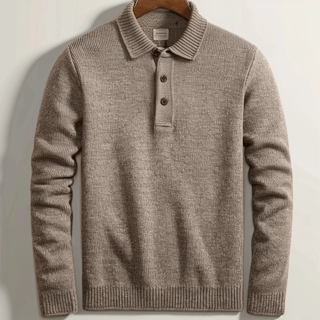 Polo-Pullover – mit Kragen – Pullover – Strickpullover – Herrenpullover-Braun-XS-Chaps Herrenmode