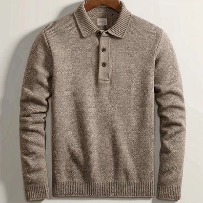 Polo-Pullover – mit Kragen – Pullover – Strickpullover – Herrenpullover-Braun-XS-Chaps Herrenmode