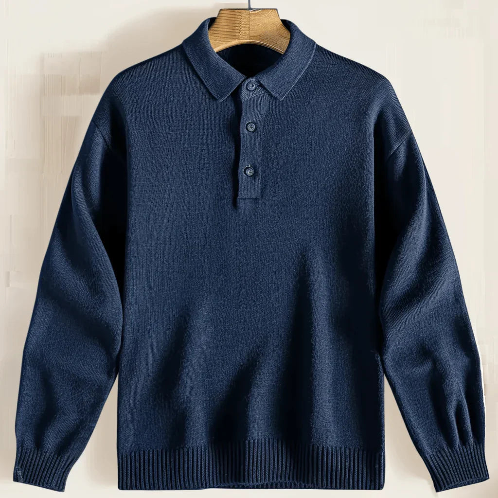 Polo-Pullover – mit Kragen – Pullover – Strickpullover – Herrenpullover-Marineblau-XS-Chaps Herrenmode