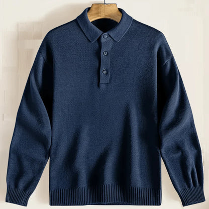 Polo-Pullover – mit Kragen – Pullover – Strickpullover – Herrenpullover-Marineblau-XS-Chaps Herrenmode