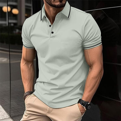 Polo-Shirt – Herren-Polohemd mit Knöpfen, Kragen und kurzen Ärmeln-Grün-S-Chaps Herrenmode