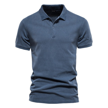 Polo-Shirt – Herren-Polohemd mit Kragen, Knopfleiste und kurzen Ärmeln-Blau-S-Chaps Herrenmode