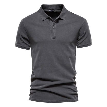 Polo-Shirt – Herren-Polohemd mit Kragen, Knopfleiste und kurzen Ärmeln-Grau-S-Chaps Herrenmode
