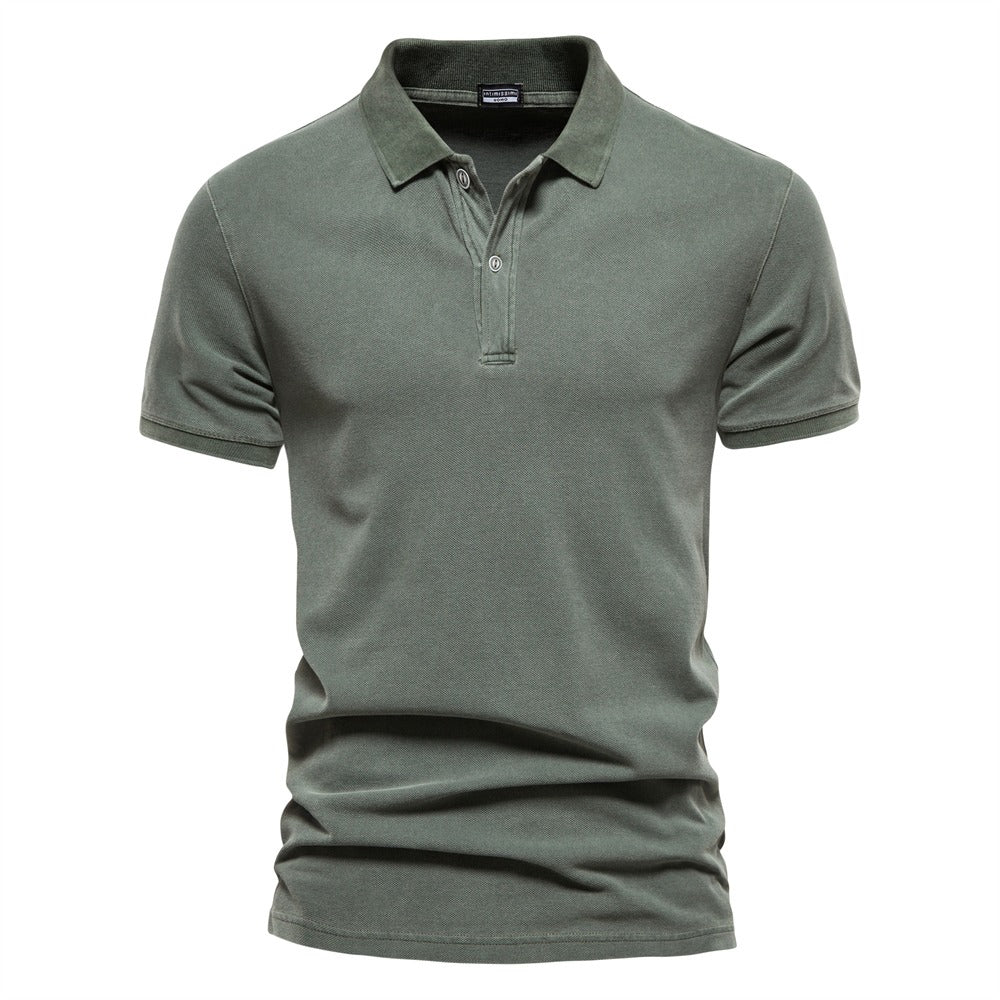 Polo-Shirt – Herren-Polohemd mit Kragen, Knopfleiste und kurzen Ärmeln-Grün-S-Chaps Herrenmode