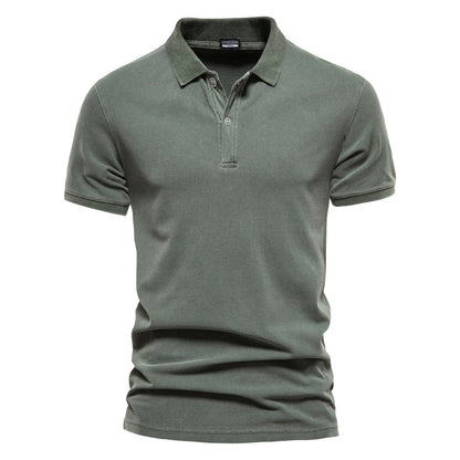Polo-Shirt – Herren-Polohemd mit Kragen, Knopfleiste und kurzen Ärmeln-Grün-S-Chaps Herrenmode