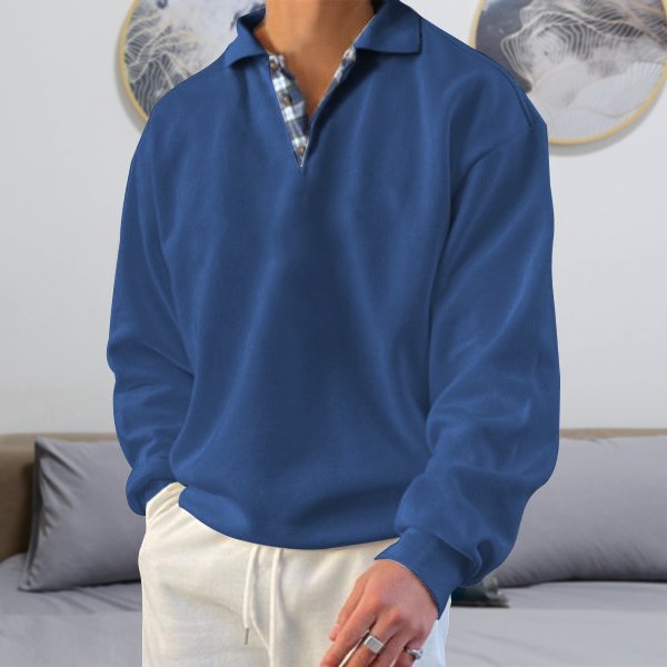Polo-Sweatshirt – Polopullover für Männer mit Kragen und lockerer Passform-Dunkelblau-S-Chaps Herrenmode