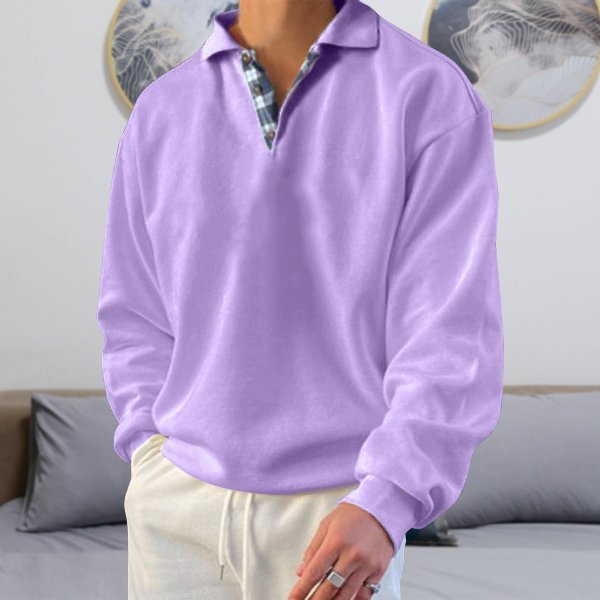 Polo-Sweatshirt – Polopullover für Männer mit Kragen und lockerer Passform-Lila-S-Chaps Herrenmode