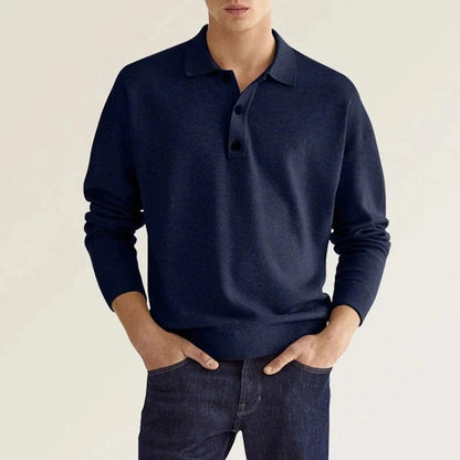 Polo-Sweatshirt – mit Kragen – lange Ärmel – Polo-Pullover – Herrenbekleidung-Dunkelblau-S-Chaps Herrenmode