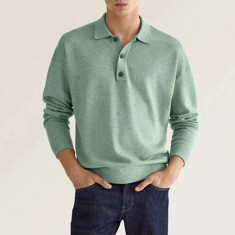 Polo-Sweatshirt – mit Kragen – lange Ärmel – Polo-Pullover – Herrenbekleidung-Grün-S-Chaps Herrenmode