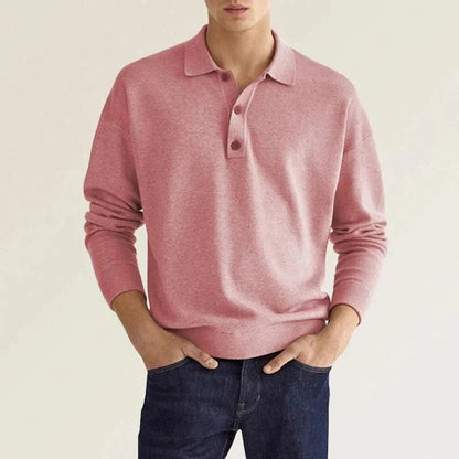 Polo-Sweatshirt – mit Kragen – lange Ärmel – Polo-Pullover – Herrenbekleidung-Rosa-S-Chaps Herrenmode