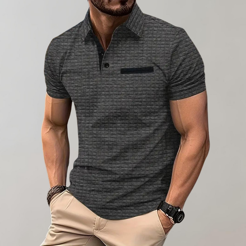 Polo T-Shirt | Collared | Knopfleiste | Kurzarm-Poloshirt | Herren T-Shirt-Grau-S-Chaps Herrenmode