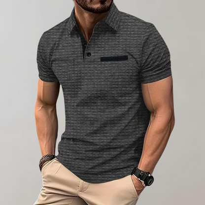 Polo T-Shirt | Collared | Knopfleiste | Kurzarm-Poloshirt | Herren T-Shirt-Grau-S-Chaps Herrenmode
