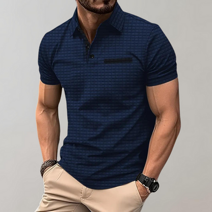 Polo T-Shirt | Collared | Knopfleiste | Kurzarm-Poloshirt | Herren T-Shirt-Marineblau-S-Chaps Herrenmode
