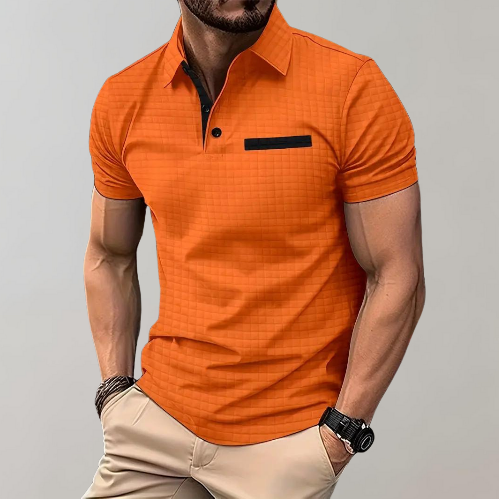 Polo T-Shirt | Collared | Knopfleiste | Kurzarm-Poloshirt | Herren T-Shirt-Orange-S-Chaps Herrenmode