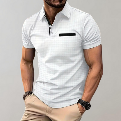 Polo T-Shirt | Collared | Knopfleiste | Kurzarm-Poloshirt | Herren T-Shirt-Weiß-S-Chaps Herrenmode