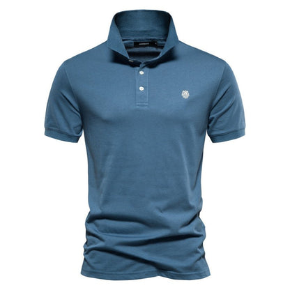 Polo-T-Shirt | Halbknopfleiste | Umgeschlagener Kragen | Polohemden | T-Shirt für Herren-Blau-S-Chaps Herrenmode
