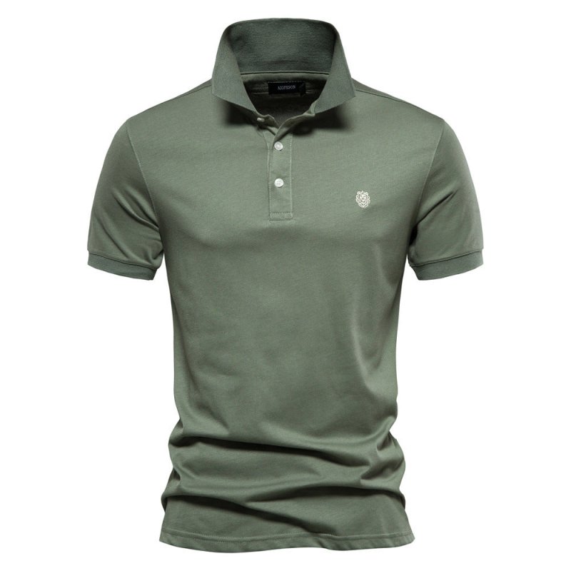 Polo-T-Shirt | Halbknopfleiste | Umgeschlagener Kragen | Polohemden | T-Shirt für Herren-Grün-S-Chaps Herrenmode