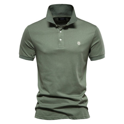 Polo-T-Shirt | Halbknopfleiste | Umgeschlagener Kragen | Polohemden | T-Shirt für Herren-Grün-S-Chaps Herrenmode