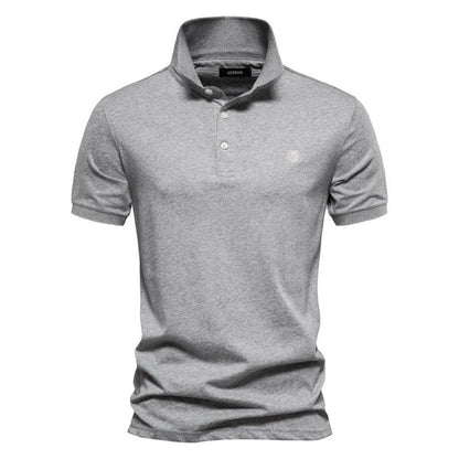 Polo-T-Shirt | Halbknopfleiste | Umgeschlagener Kragen | Polohemden | T-Shirt für Herren-Hellgrau-S-Chaps Herrenmode