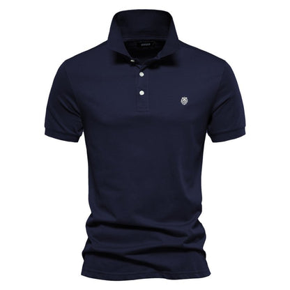 Polo-T-Shirt | Halbknopfleiste | Umgeschlagener Kragen | Polohemden | T-Shirt für Herren-Marineblau-S-Chaps Herrenmode