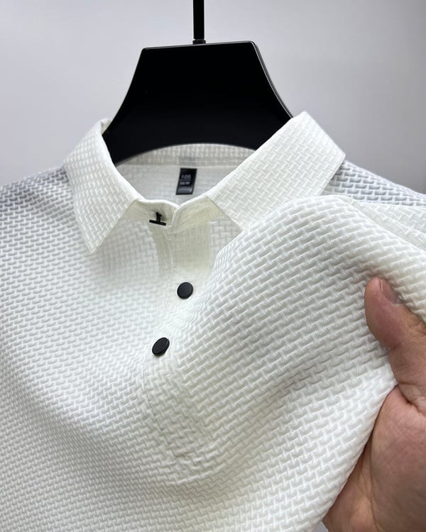 Polo-T-Shirt – Hemdärmel – Polohemden – Herrenhemden-Weiß-S-Chaps Herrenmode