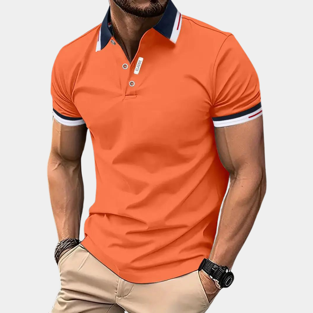 Polo T-Shirt - Herren Collared Orange Kurzarm-Poloshirt-Orange-S-Chaps Herrenmode