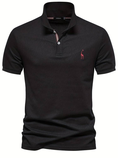 Polo T-Shirt - Kragen - Kurzarm - Poloshirt - Herrenbekleidung-Schwarz-S-Chaps Herrenmode