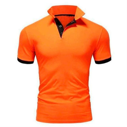 Polo T-Shirt | Kurzarm | Halsband | Polohemd | Herrenhemden-Orange-S-Chaps Herrenmode