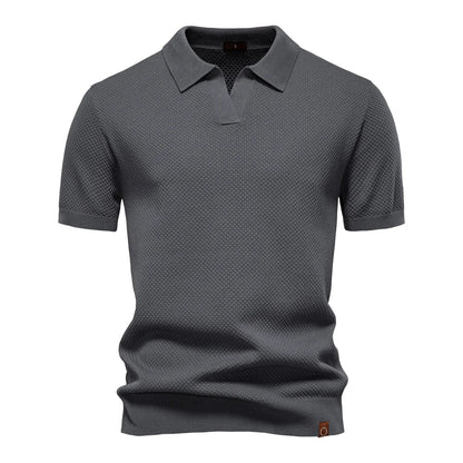 Polo-T-Shirt | Kurzarm | Mit Kragen | Gestricktes T-Shirt | Herrenhemd-Dunkelgrau-S-Chaps Herrenmode