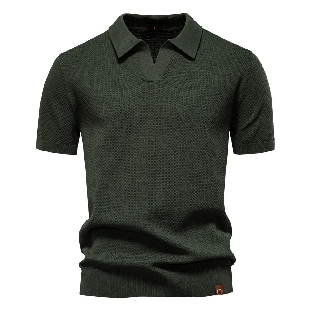 Polo-T-Shirt | Kurzarm | Mit Kragen | Gestricktes T-Shirt | Herrenhemd-Grün-S-Chaps Herrenmode
