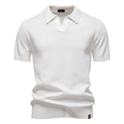 Polo-T-Shirt | Kurzarm | Mit Kragen | Gestricktes T-Shirt | Herrenhemd-Weiß-S-Chaps Herrenmode