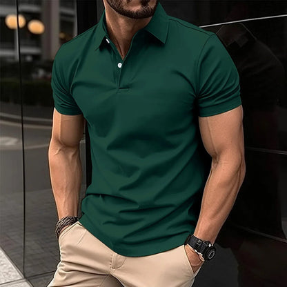 Polo-T-Shirt – halblanger Knopfleiste – Umlegekragen – Polo-Shirts – T-Shirts für Herren-Donkergroen-S-Chaps Herrenmode