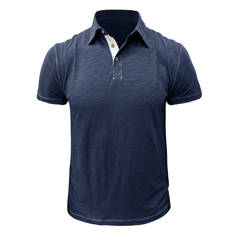 Polohemd – Halbe Knopfleiste – Kurze Ärmel – Polo-T-Shirt – Herren-T-Shirt-Marineblau-S-Chaps Herrenmode