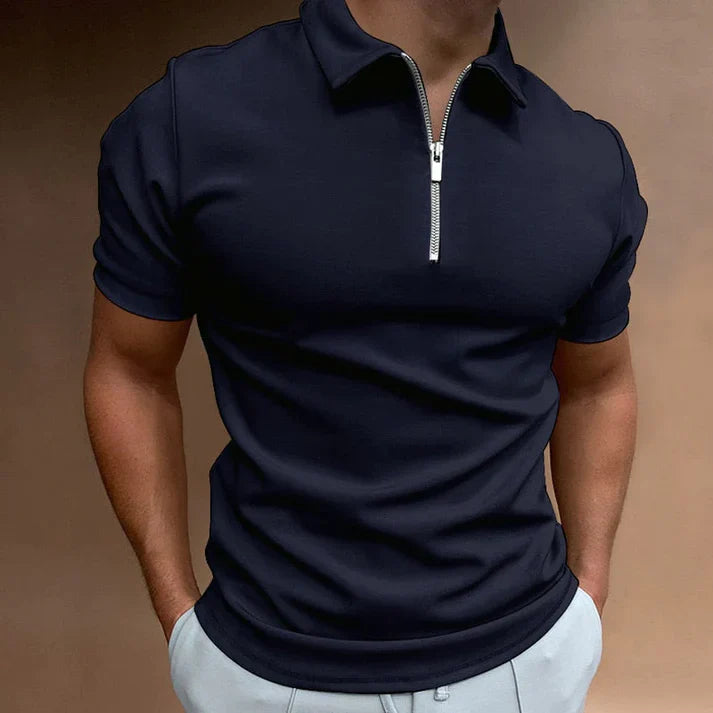 Polohemd - Half-Zip - Kurzarm - Polo T-Shirt - Herrenhemd-Dunkelblau-XS-Chaps Herrenmode