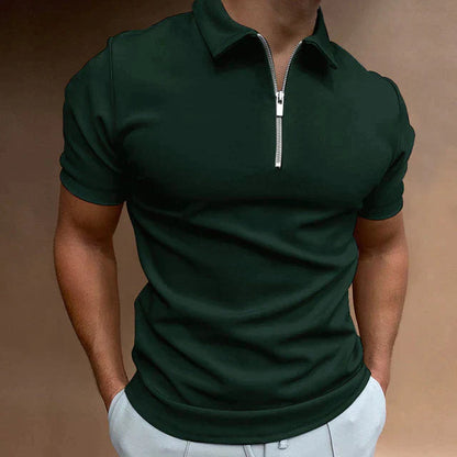 Polohemd | Half Zip | Kurzarm | Polo T-Shirt | Herrenhemden-Grün-S-Chaps Herrenmode