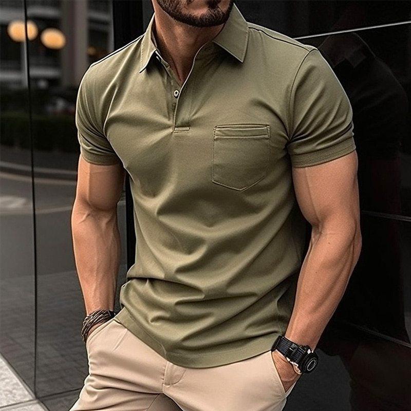 Polohemd - Herren Kurzarm Polo T-Shirt mit halber Knopfleiste-Grün-XS-Chaps Herrenmode