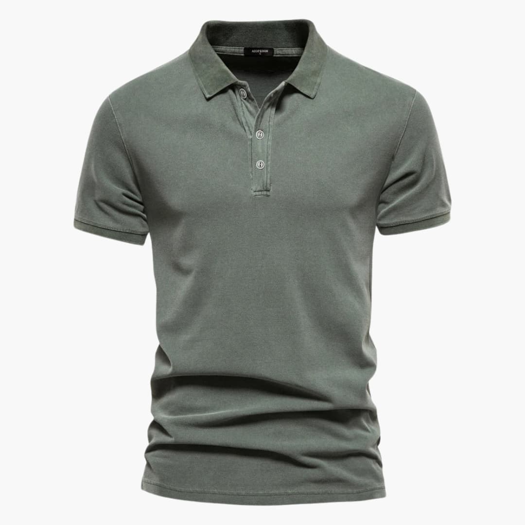Polohemd – Herren-Polohemd mit kurzen Ärmeln und Knopfleiste am Kragen-Armeegrün-S-Chaps Herrenmode