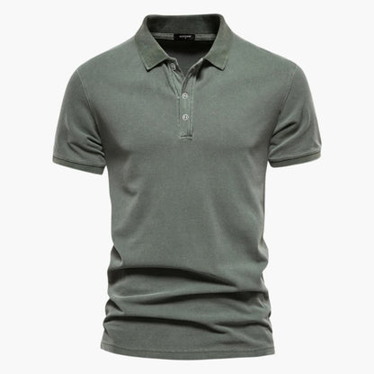 Polohemd – Herren-Polohemd mit kurzen Ärmeln und Knopfleiste am Kragen-Armeegrün-S-Chaps Herrenmode