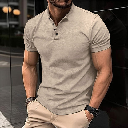 Polohemd | Kurzarm | Halber Knopf | Polo T-Shirt | Herren T-Shirt-Khaki-S-Chaps Herrenmode