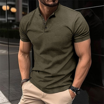 Polohemd - Kurzarm - Halber Knopf - Polo T-Shirt - Herrenhemden-Armeegrün-S-Chaps Herrenmode