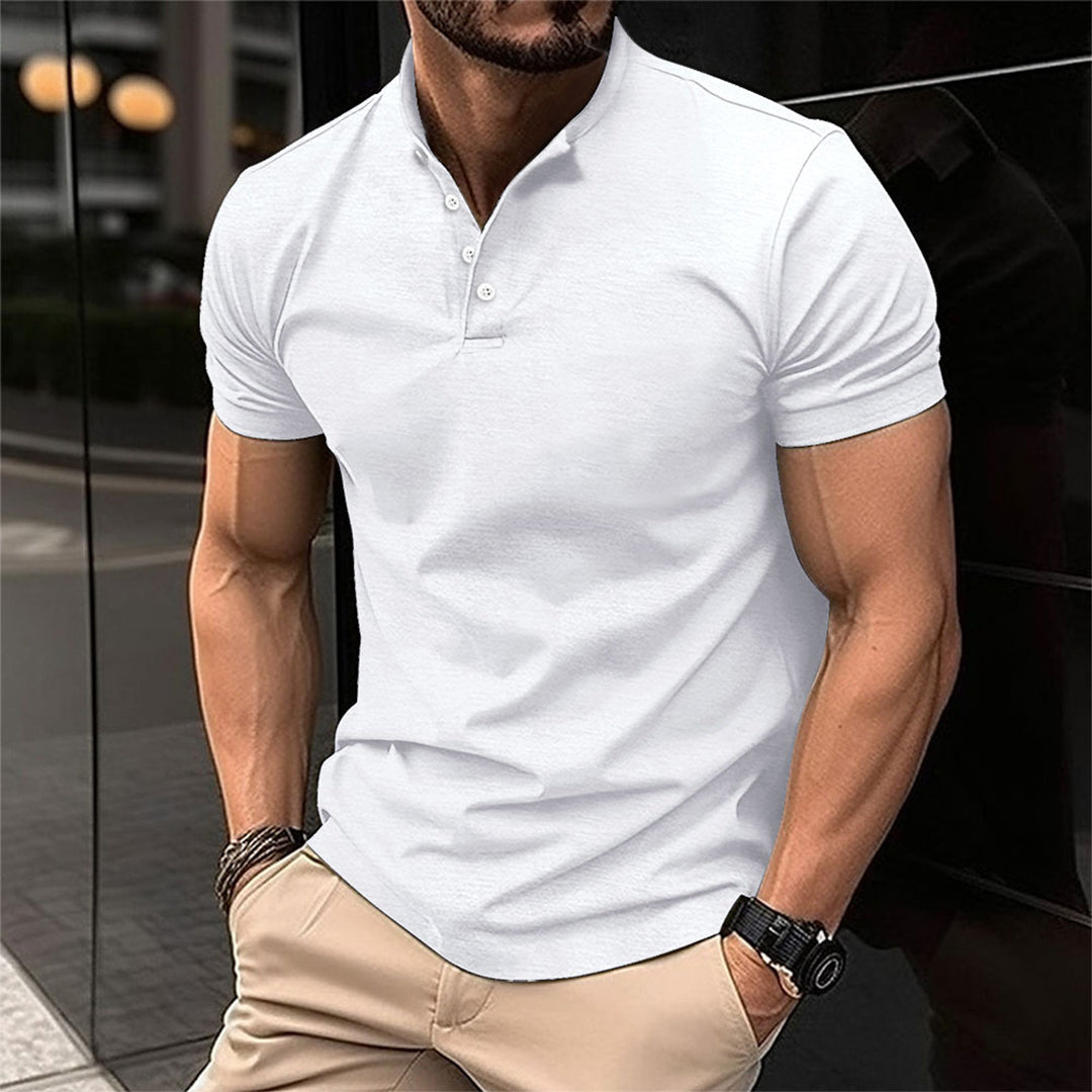 Polohemd - Kurzarm - Halber Knopf - Polo T-Shirt - Herrenhemden-Weiß-S-Chaps Herrenmode