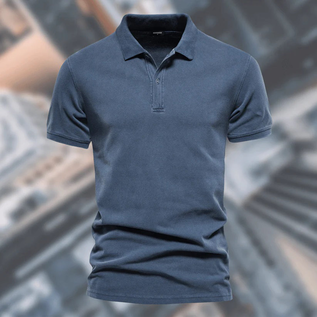 Polohemd - mit Kragen - kurze Ärmel - T-Shirt mit Knopfverschluss - Herren T-Shirts-Blau-XS-Chaps Herrenmode