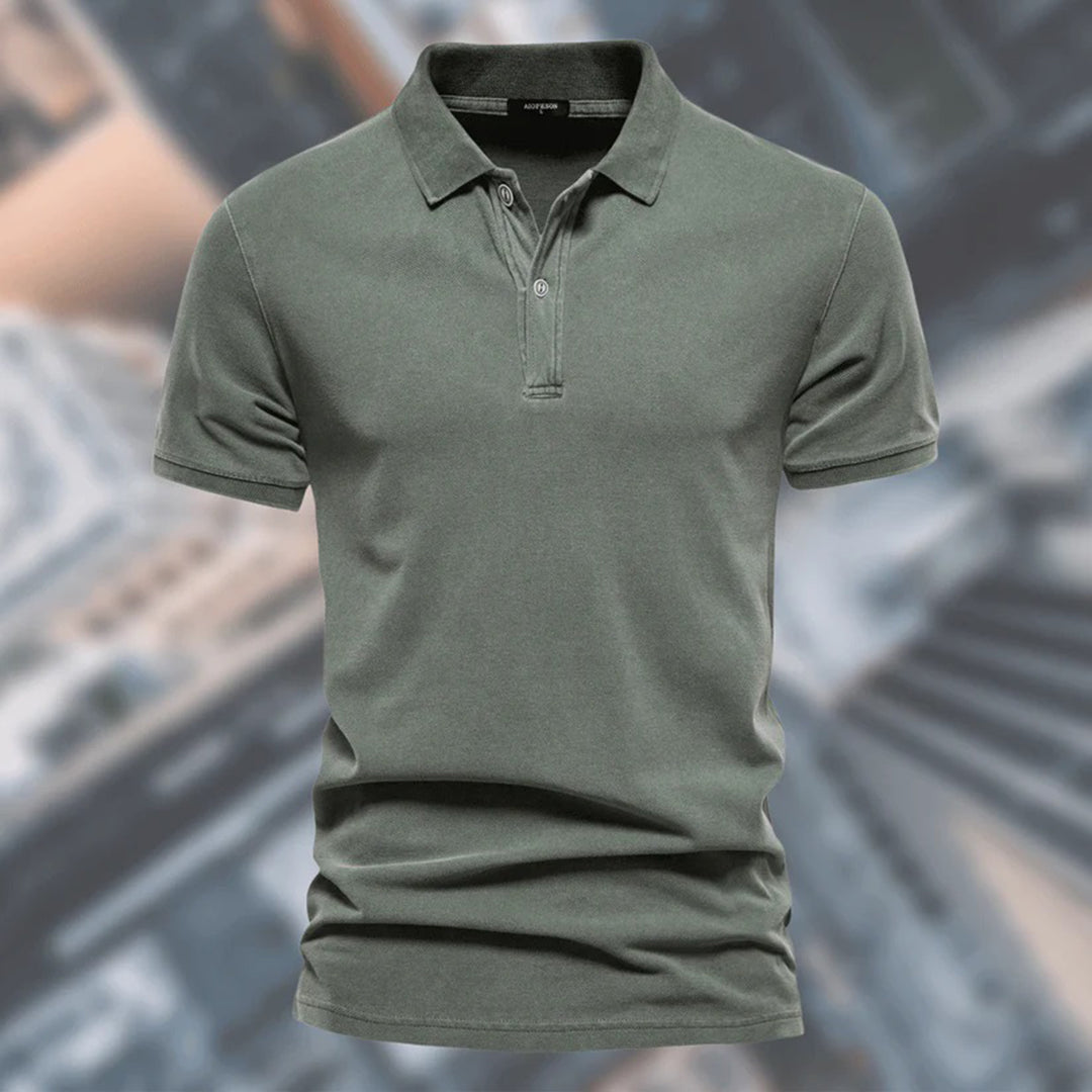 Polohemd - mit Kragen - kurze Ärmel - T-Shirt mit Knopfverschluss - Herren T-Shirts-Grün-XS-Chaps Herrenmode